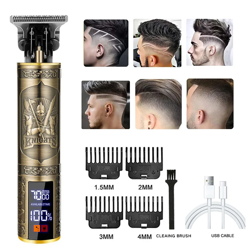 Professional Carving Hair Trimmer Rechargeable Hair Cutting Machine Barber Hair Clipper Vintage T9 Mens Hair Trimmer Gift