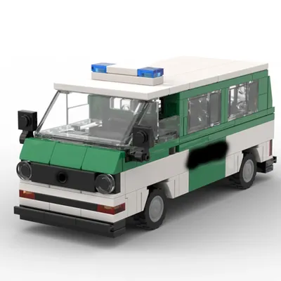 193PCS 1982 Volkswagenes T3 Transporter German Police Car MOC Building Blocks DIY Vehicle Model Classic Collection Toys Gift