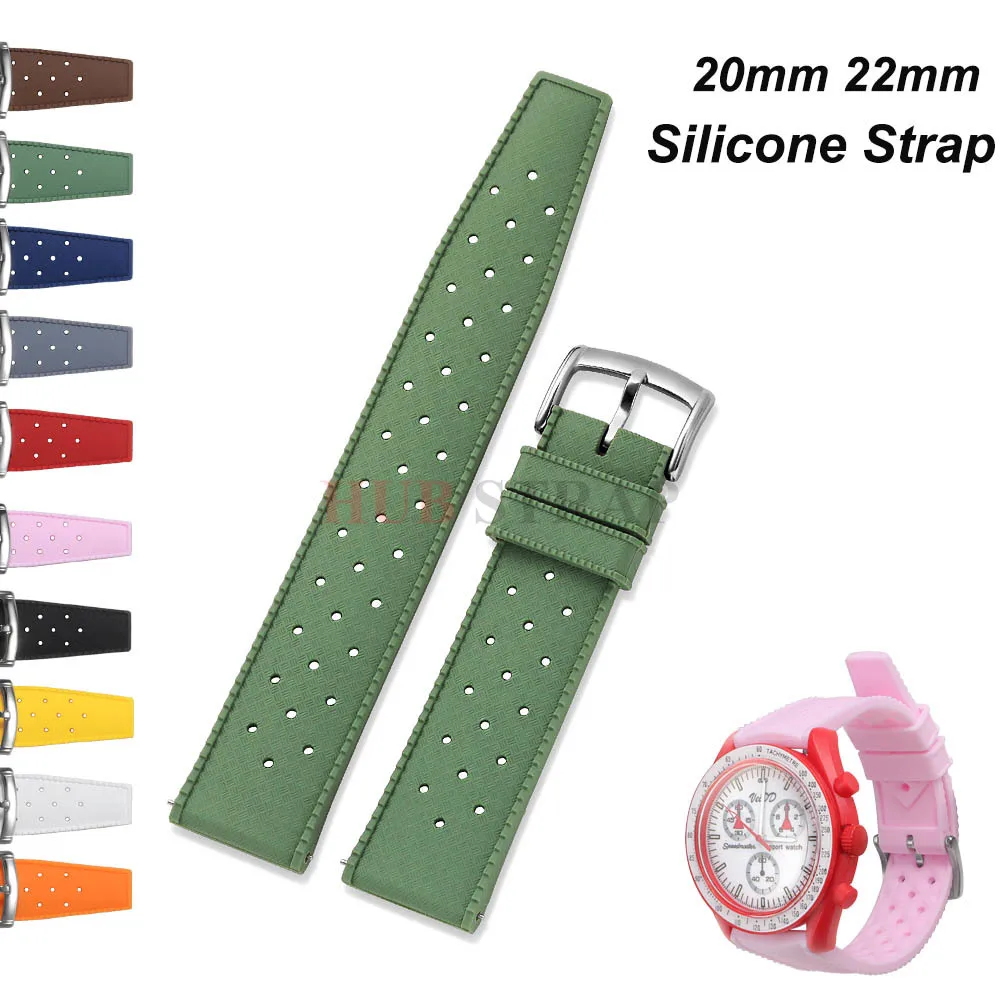 20mm 22mm Tropical Silikon Uhrenarmband Schnellverschluss Armband Weiches Gummi Smart Watch Armband Atmungsaktiv für Seiko für Citizen Image
