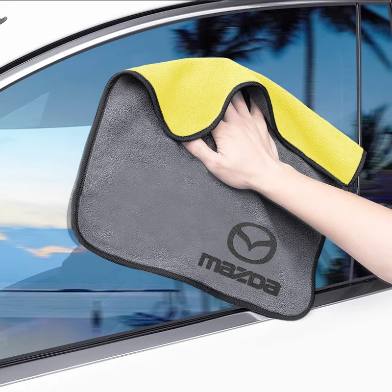 Mazda Car Logo Microfiber Towel - Wash Cleaning Drying Cloth for Models 2 3 6 CX3 CX5 CX9 Axela Demio Atenza MX3 MX5 RX8