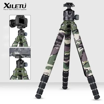 XILETU Carbon Fiber Travel Tripod with Arca Swiss/Picatinny Clamp 35kg Max Load for Hunting , Shooting, Outdoor Photography
