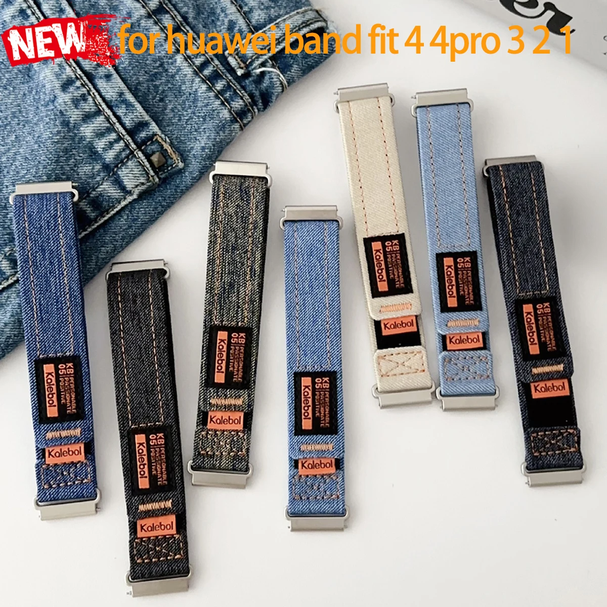 Retro-Denim-Uhrenarmband für Huawei Watch Fit 4, 4 Pro 3, Sportarmband, Vintage-Mode für Huawei Band Fit 2 1, Smartwatch-Armband Image