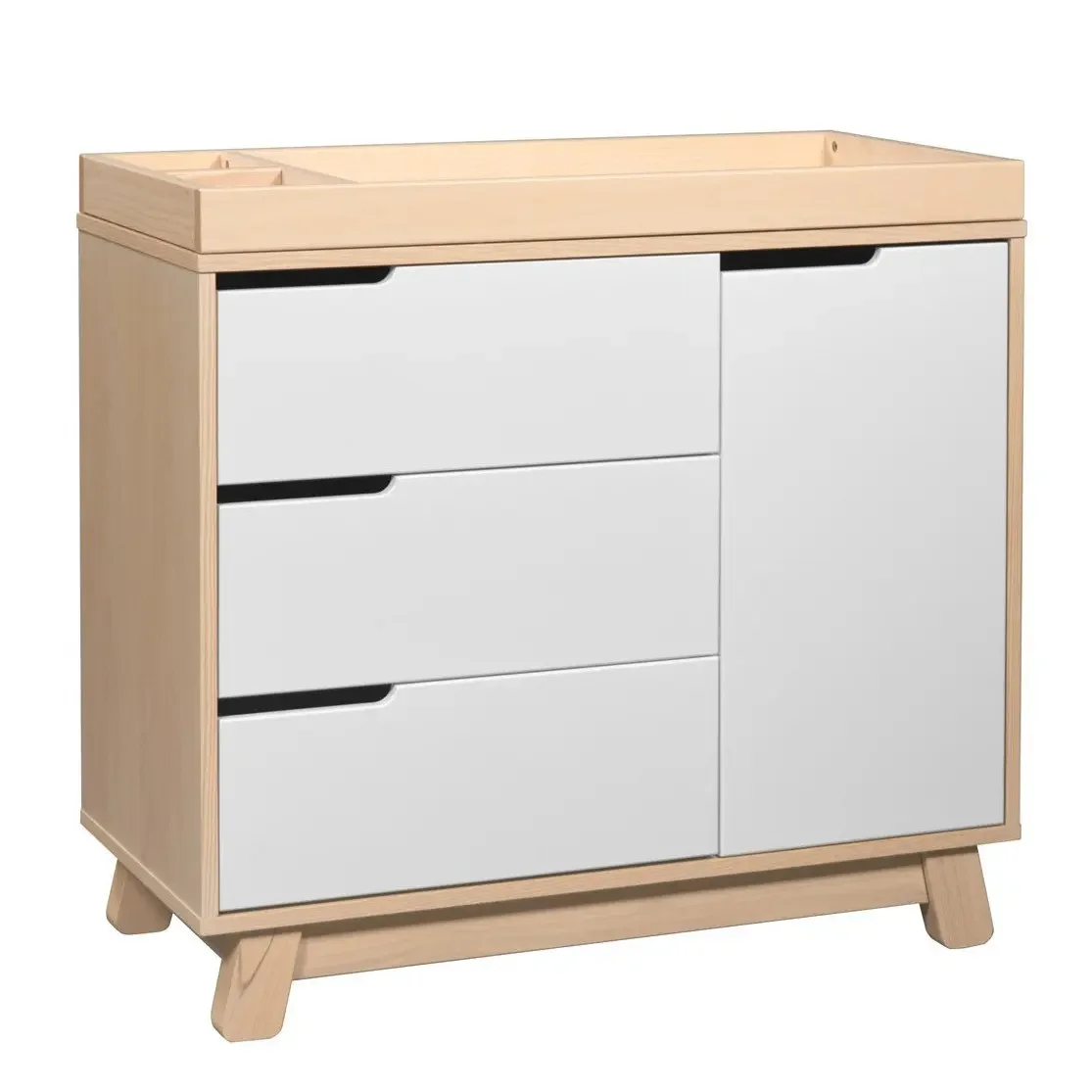Hudson 3-Drawer Changer Dresser with Removable Changing Tray in Washed Natural and White, Greenguard Gold Certified
