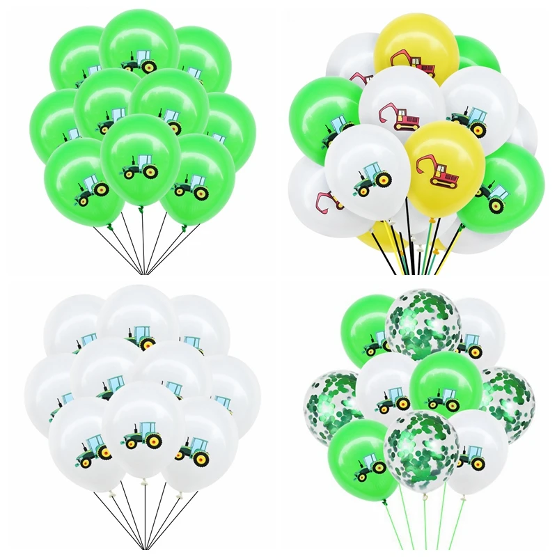 10/30 Stücke Bau Traktor Thema Bagger Latex Ballons Lkw Fahrzeug Baby Dusche Kinder Jungen Geburtstag Party Supplies Image