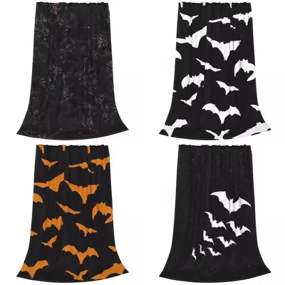 Bats Halloween Flannel Throw Blanket Winter Warm Lightweight Blankets for Home Office Picnic Blanket Bats Soft Cheap Bedspread