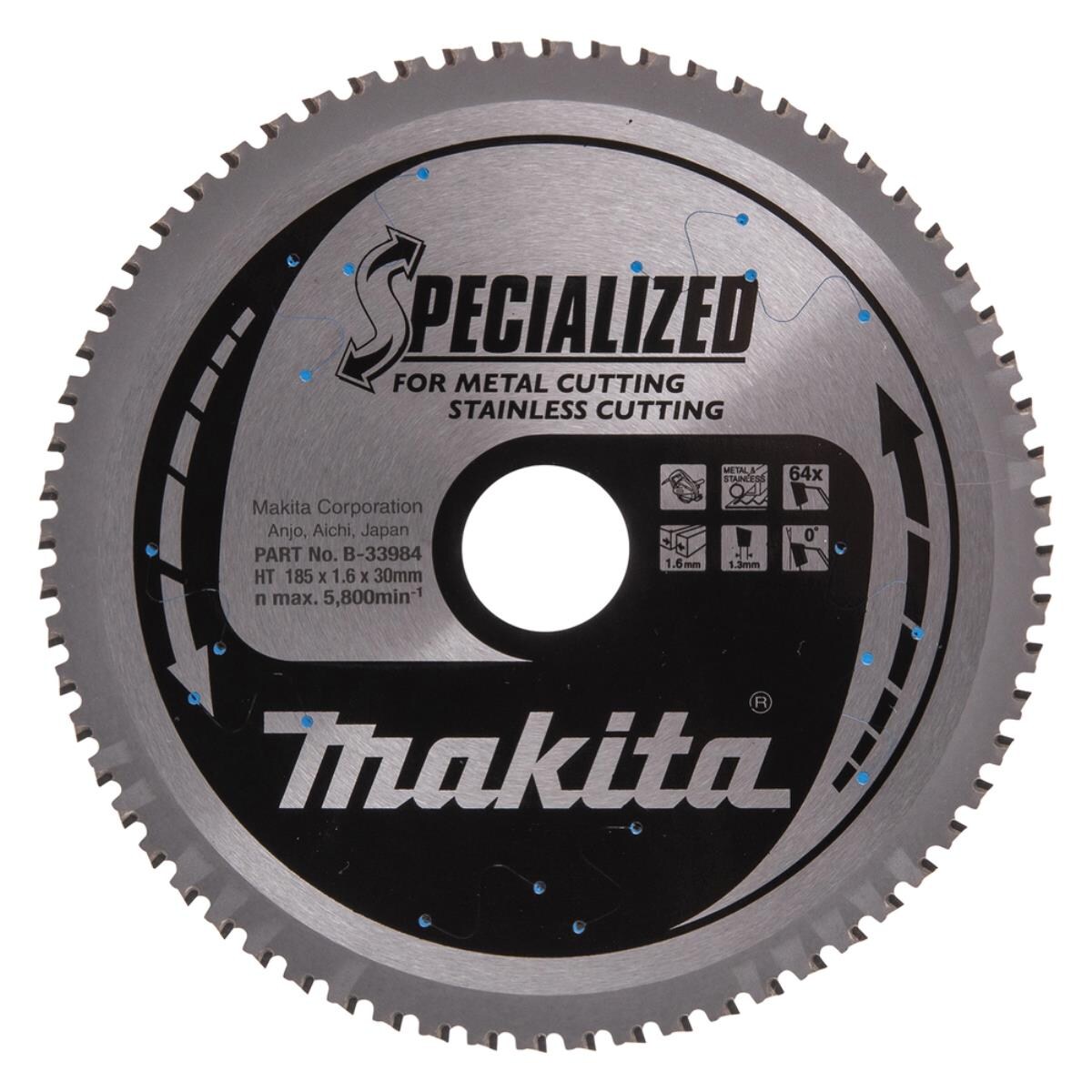Makita HM-Kreissägeblatt, Spezial, TCT TCT • 185 x 30 mm • 64 Zähne • Metall, Edelstahl Image