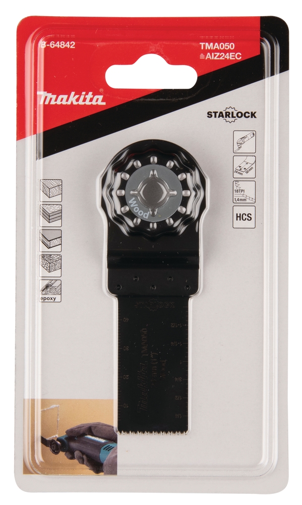 Makita Eintauchsägeblatt HCS, 24 mm, TMA050 Starlock • 24 x 50 mm • HCS • TMA050 • Holz Image