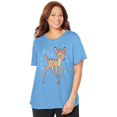 Plus Size Women's Disney Bambi Xmas Tee by Disney in Blue Santa Bambi (Size L)
