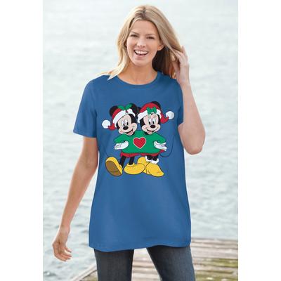 Plus Size Women's Disney Mickey Minnie Xmas Tee by Disney in Dark Blue Mickey Minnie (Size 6X)