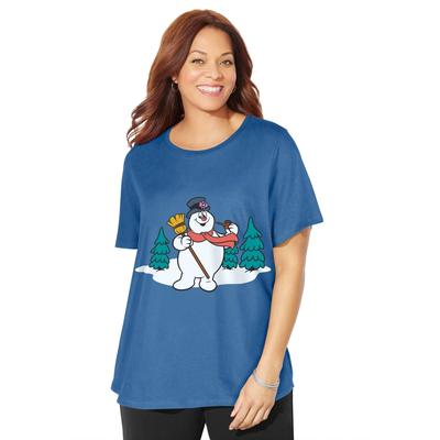 Plus Size Women's Disney Frosty Xmas Tee by Disney in Dark Blue Frosty (Size L)