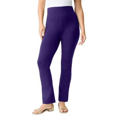 Plus Size Women's Essential Stretch Yoga Pant by Roaman's in Midnight Violet (Size 34/36) Bootcut Pull On Gym Workout