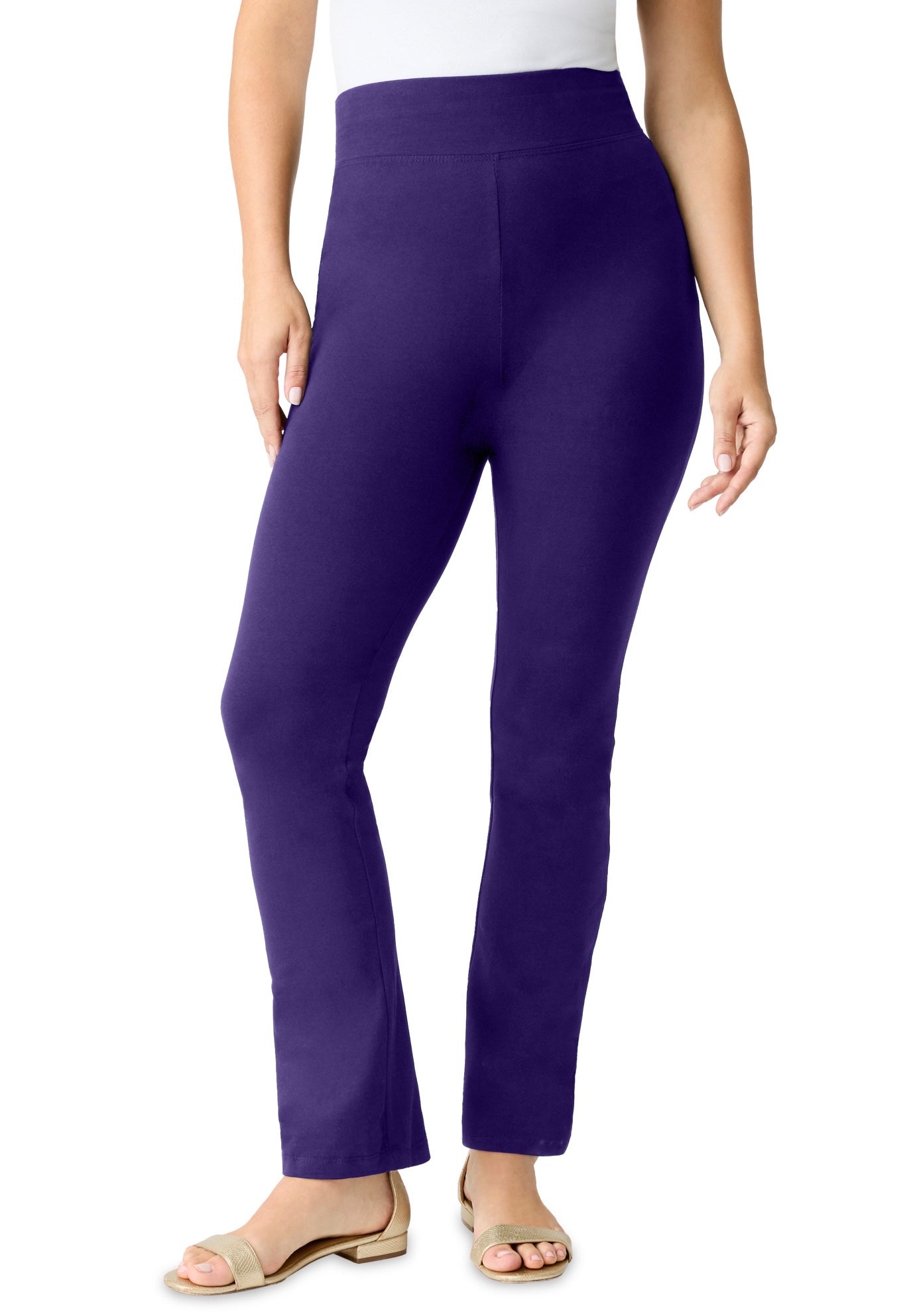 Plus Size Women's Essential Stretch Yoga Pant by Roaman's in Midnight Violet (Size 26/28)
