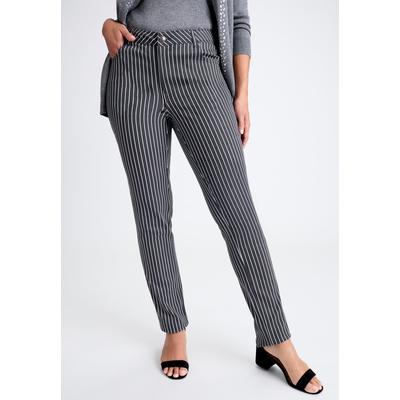 Plus Size Women's True Fit Stretch Denim Straight Leg Jean by Jessica London in Dark Charcoal Simple Pinstripe (Size 12) Jeans