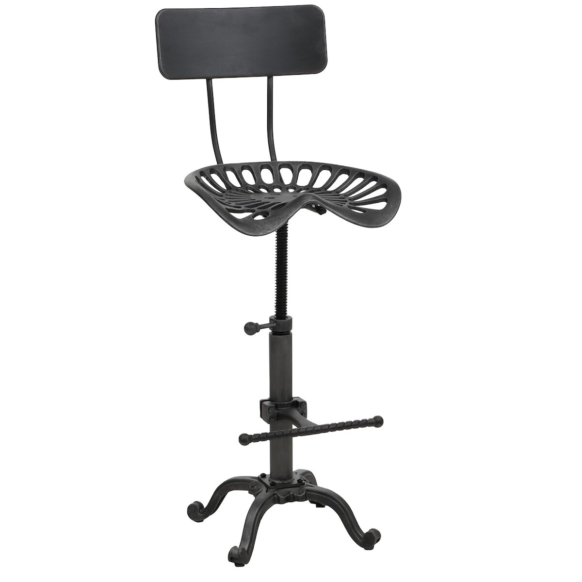 Proregal Barhocker | Sitzhöhe 50-64cm | höhenverstellbar drehbar Fußablage Industrial Metall | Schwarz-silber | Barstuhl Tresenhocker Image