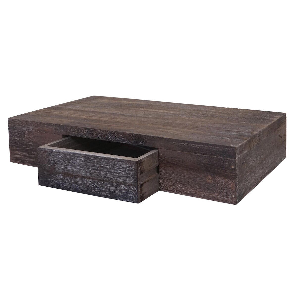 BERLINLODGE Wandregal Ilse | HxBxT 8x40x25cm | Regal Hängeregal mit Schublade | 40cm | Braun shabby Image