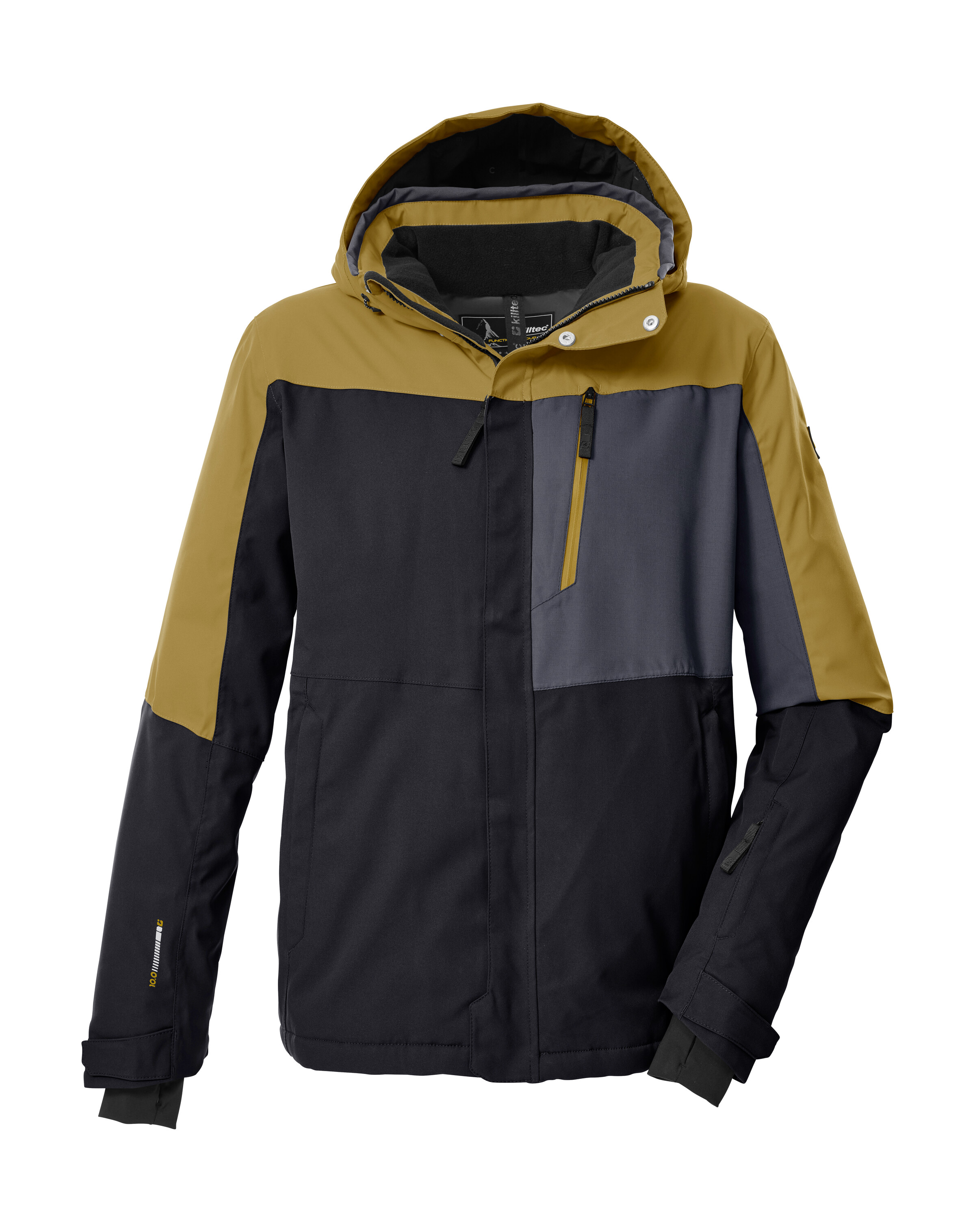 Skijacke KILLTEC "KSW 52 MN SKI JCKT", Herren, Gr. M, schwarz, Obermaterial: 100% Polyester;Futter: 100% Polyester;Füllung: 100% Polyester, Jacken Skijacke, Wasserdichte, atmungsaktive Herrenjacke mit Schneefang und Taschen