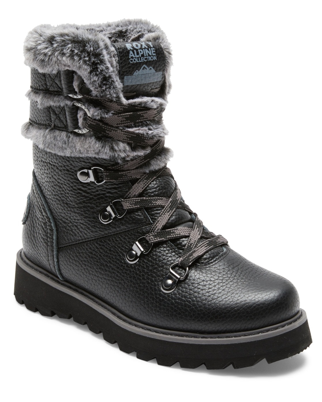 Winterboots ROXY "Brandi", Gr. 10 (41), schwarz, Obermaterial: 84% Leder, 12% Chemiefaser-Textil, 4% Metall / Futter: 100% Chemiefaser-Textil / Außensohle: 100% Gummi, Schuhe