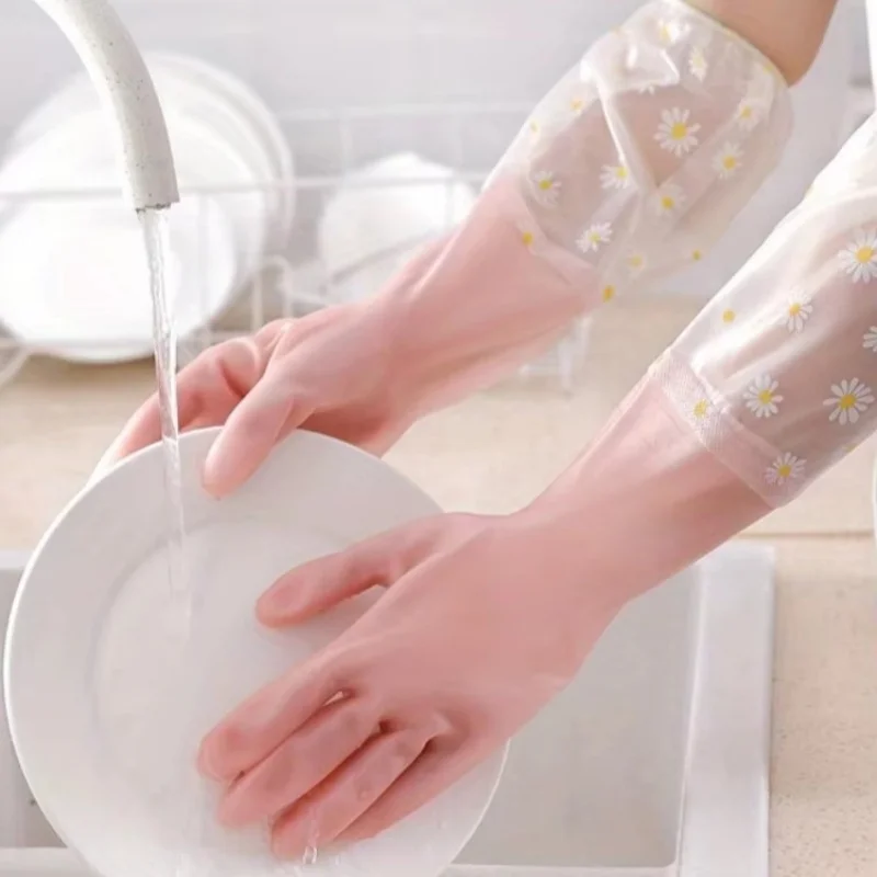 Wasserdichte Hausarbeit-Reinigungshandschuhe, Küchenreinigung, Latex, Haushalt, Geschirrspülen, Wäschehandschuhe, verschleißfeste Gummihandschuhe # Co Image