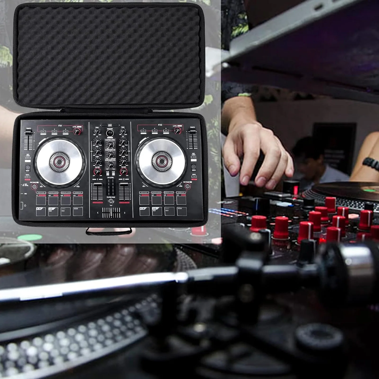 DJ-Controller-Gehäuse, gepolsterte Aufbewahrungstasche für DJ-Controller, gut sichtbares Futter für Pioneer DDJ-RB 2-Kanal-Controller Image