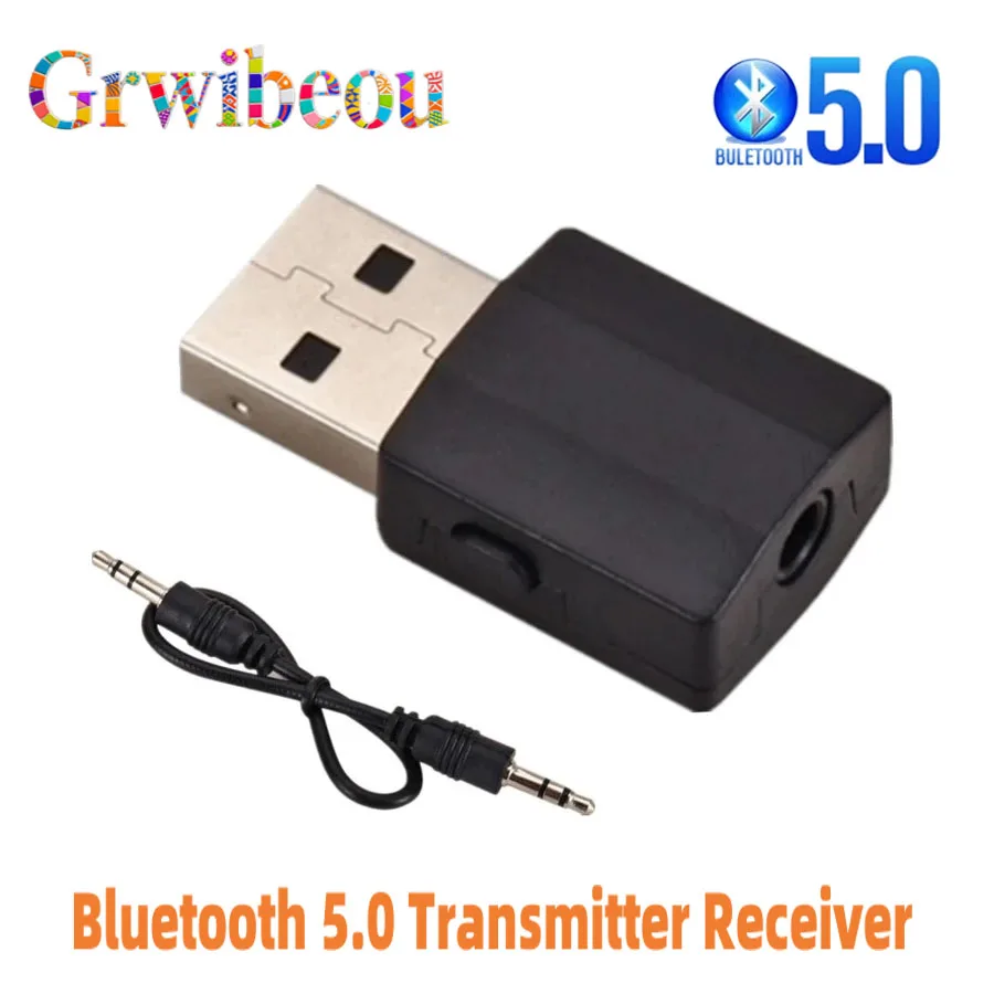 Ricevitore trasmettitore Bluetooth 5.0 doppio modello Mini adattatore musicale wireless stereo AUX da 3,5 mm per auricolare Bluetooth per autoradio TV