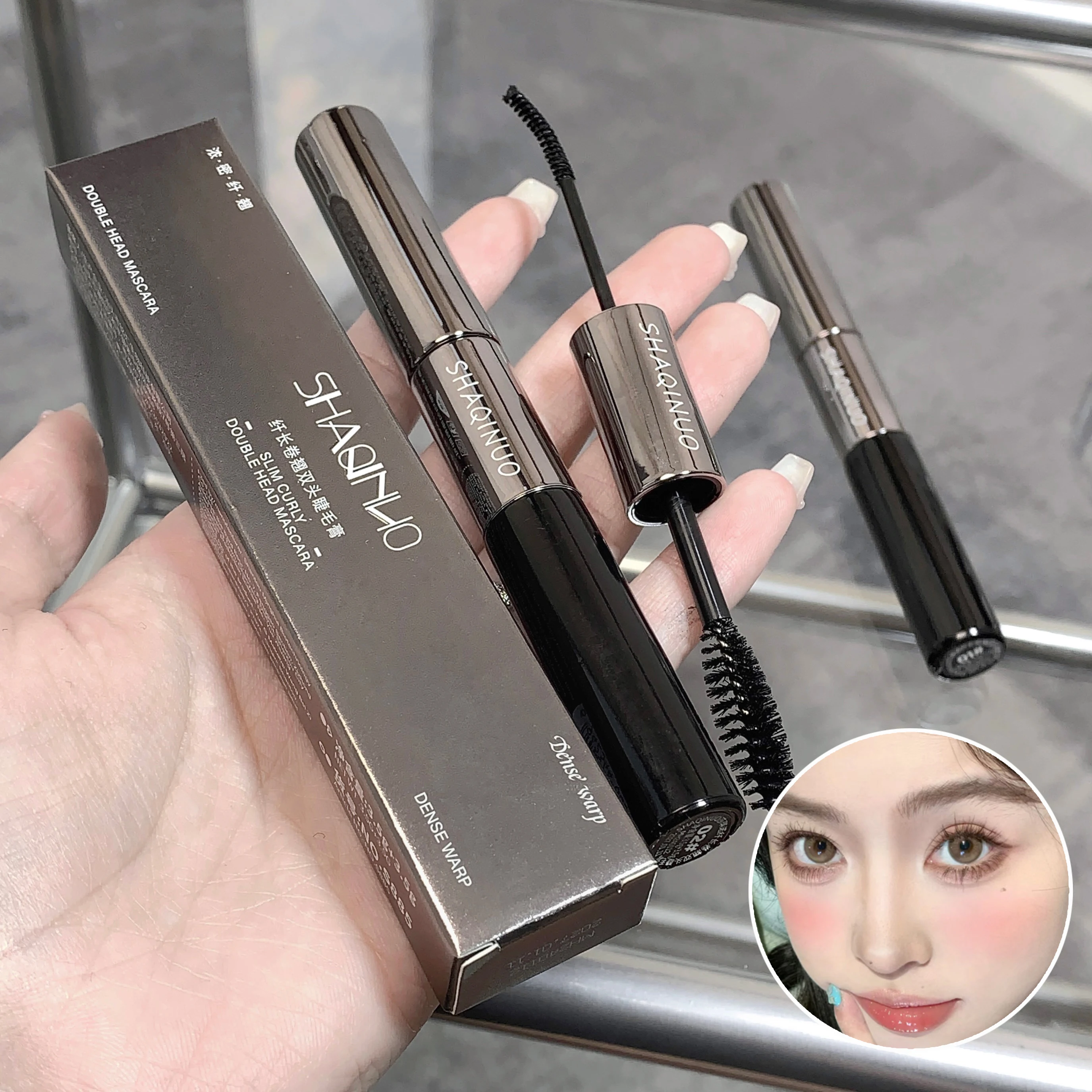 SHAQINUO 2-in-1 wasserfeste Wimperntusche mit Volumen und Längen, langlebiges, doppelseitiges Schlauch-Augen-Make-up Image