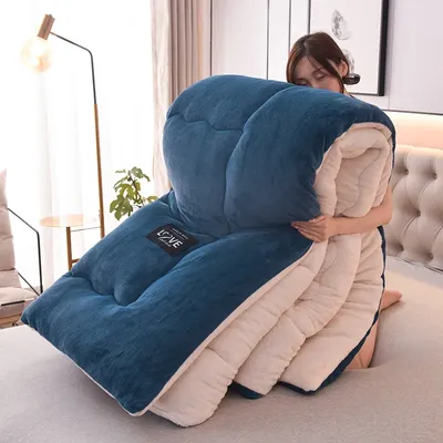 Plush Quilt Winter Lamb Velvet Warm Quilt Double Thickened Cotton Quilt Single Dormitory Bed Warm Double Sided Lamb Wool Quilt
