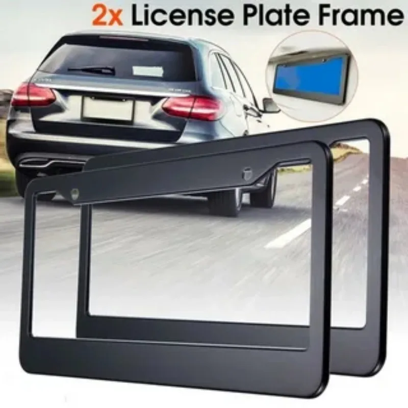 1/2pcs Universal License Plate Frame Stainless Steel American Car License Plate Frame with Screw Cover Auto Accessories Image