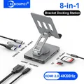 Docking station con staffa girevole 8 in 1 Adattatore HDMI da tipo C a 4K60Hz Hub USB C in lega di alluminio PD 100W USB 3.0 5Gbps per switch