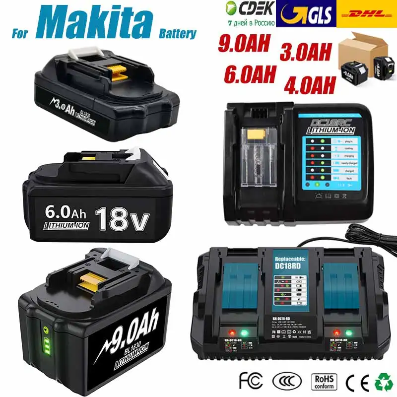 Für Makita wiederaufladbare 18 V 3,0 Ah/4,0 Ah/6,0 Ah/9,0 Ah Li-Ion Akku BL1830 BL1840 BL1860 BL1890 Ersatz Werkzeug Akku Image
