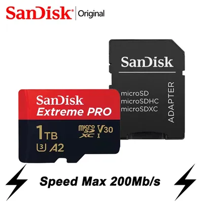 SanDisk Extreme PRO Micro SD-Karte 128 GB 64 GB 32 GB 512 GB 256 G Micro SD 200 M/s 1 TB Flash-Speicherkarte SD U3 4K V30 Microsd TF-Karten