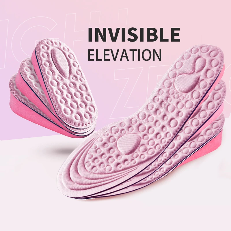 1 Paar rosa höhenvergrößerte Einlegesohlen für Damenschuhe, Innensohle, Schuheinlage, Lift-Absatz, Komfort, EVA-Einlegesohlen zur Erhöhung der Einlegesohlen Image