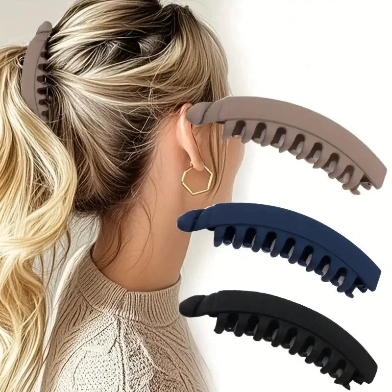 Matte Bananenfutter-Accessoires, einfaches Temperament, Mädchen, vielseitige Kratzklammer, halbgebundene Haarspange Image