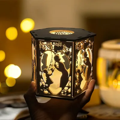 DIY Mother's Day Laser Cut Lamp plywood Tea light Lantern Votive Gift Wooden table Lamp Lantern Garden Decor Home Decor