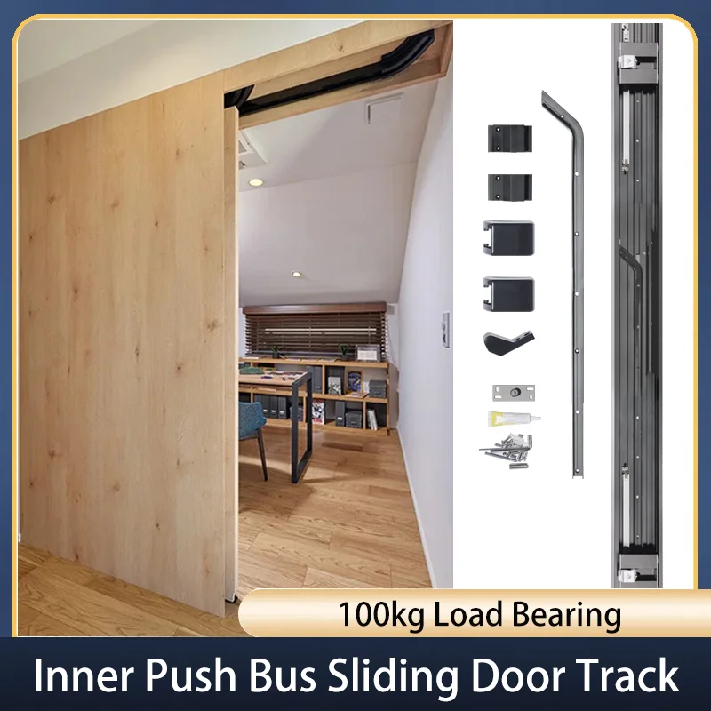 SSOUIM Inneres Schiebetür-Schienensystem für Busse, Schiebetürführungsschiene für Schlafzimmer, Badezimmer, Flur, Unsichtbare Türgleitschiene Image