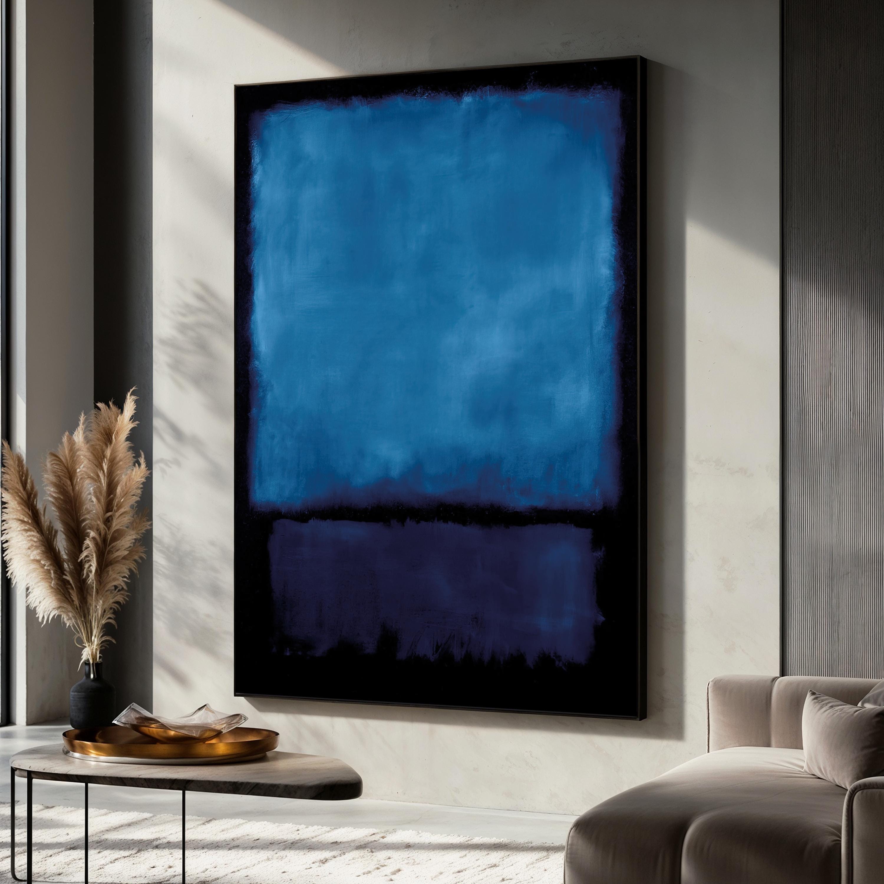 Dipinto su tela blu di Mark Rothko, grande opera d'arte astratta da parete, arredamento per soggiorno, poster di Rothko, opera d'arte minimalista, ide