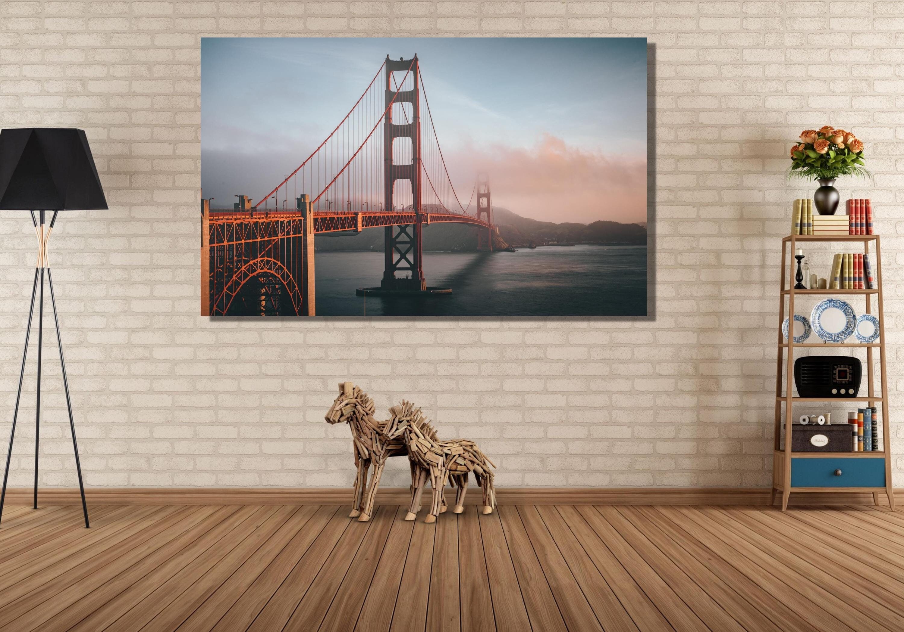 Quadri da parete del Golden Gate Bridge, stampe su tela del Golden Gate Bridge, quadri da parete con paesaggi, decorazioni per la casa, decorazioni pe