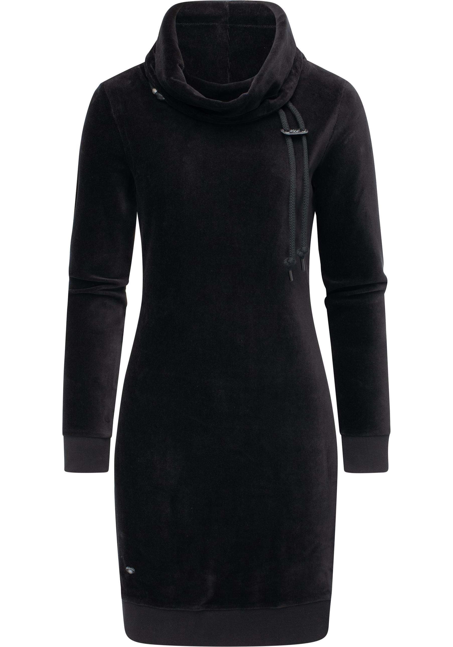 Sweatkleid RAGWEAR "Chloe Velvet", Damen, Gr. XXL(44), Normalgrößen, schwarz, Samt, 62% Baumwolle, 35% Polyester, 3% Elastan, tailliert ca. Mitte Oberschenkel, hoch geschlossener Ausschnitt, Ärmel ohne Ärmelschlitz Rippstrickbündchen, Kleider,... Image