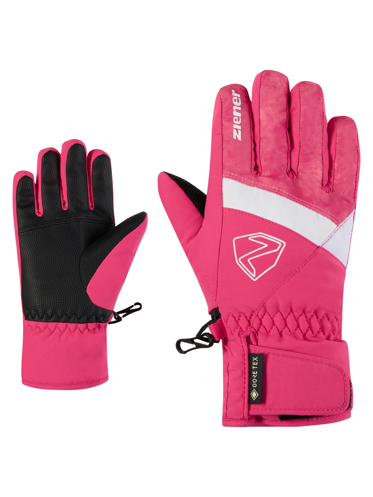 Skihandschuhe ZIENER "LEIF-Z GTX glove junior", Kinder, Gr. 6, tie dye pop pink, Obermaterial: 100% Polyester; Innenhand: 100% Polyester; Futter: 100% Polyester; Wattierung: 100% Polyester (recycelt), Handschuhe Image