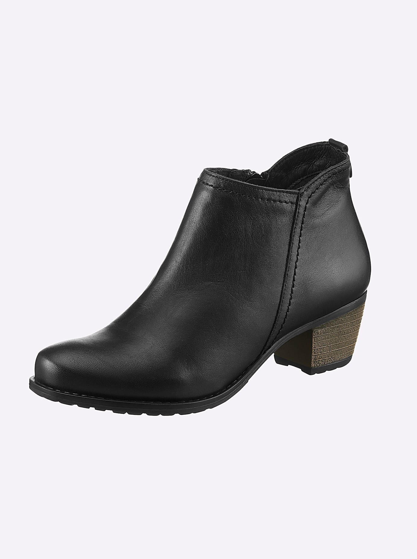 Stiefelette HEINE, Damen, Gr. 39, schwarz, Glattleder, Leder, Rindsleder, Schuhe Stiefelette