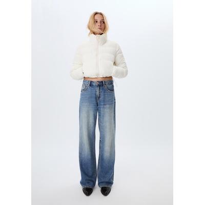 Stradivarius High neck puffer jacket Ecru XL