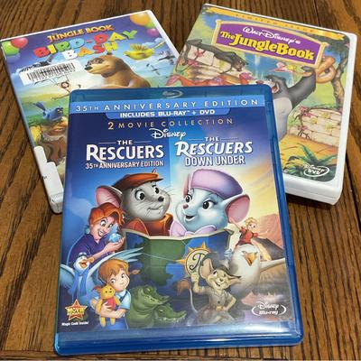 Disney Media | Disney The Rescuers & Down Under Blu-Ray & Dvd Both, Jungle-Book & Bird Day Bash | Color: Blue/Purple | Size: Os