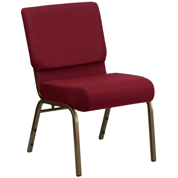 Flash Furniture FD-CH0221-4-GV-3169-GG Burgundy 21" Extra Wide Church Chair with Gold Vein Frame
