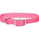 Metal Buckle Nylon Personalized Dog Collar in Neon Pink, 3/4" Width, Medium