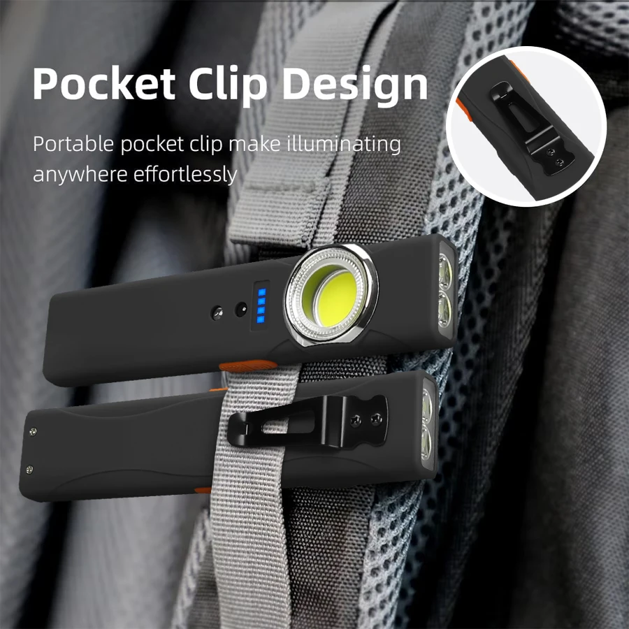 Multifunktionale tragbare Taschenlampe Mini wiederaufladbare magnetische Arbeitsleuchte im Freien starke Dual-Lichtquelle Notfalllaterne Image
