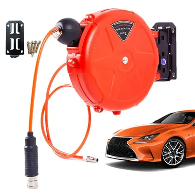 10m Air Hose Reel Automatic Rewind Commercial Reel Wall Mounted With Swivel Bracket Quick Coupler Air Compressor Accessories