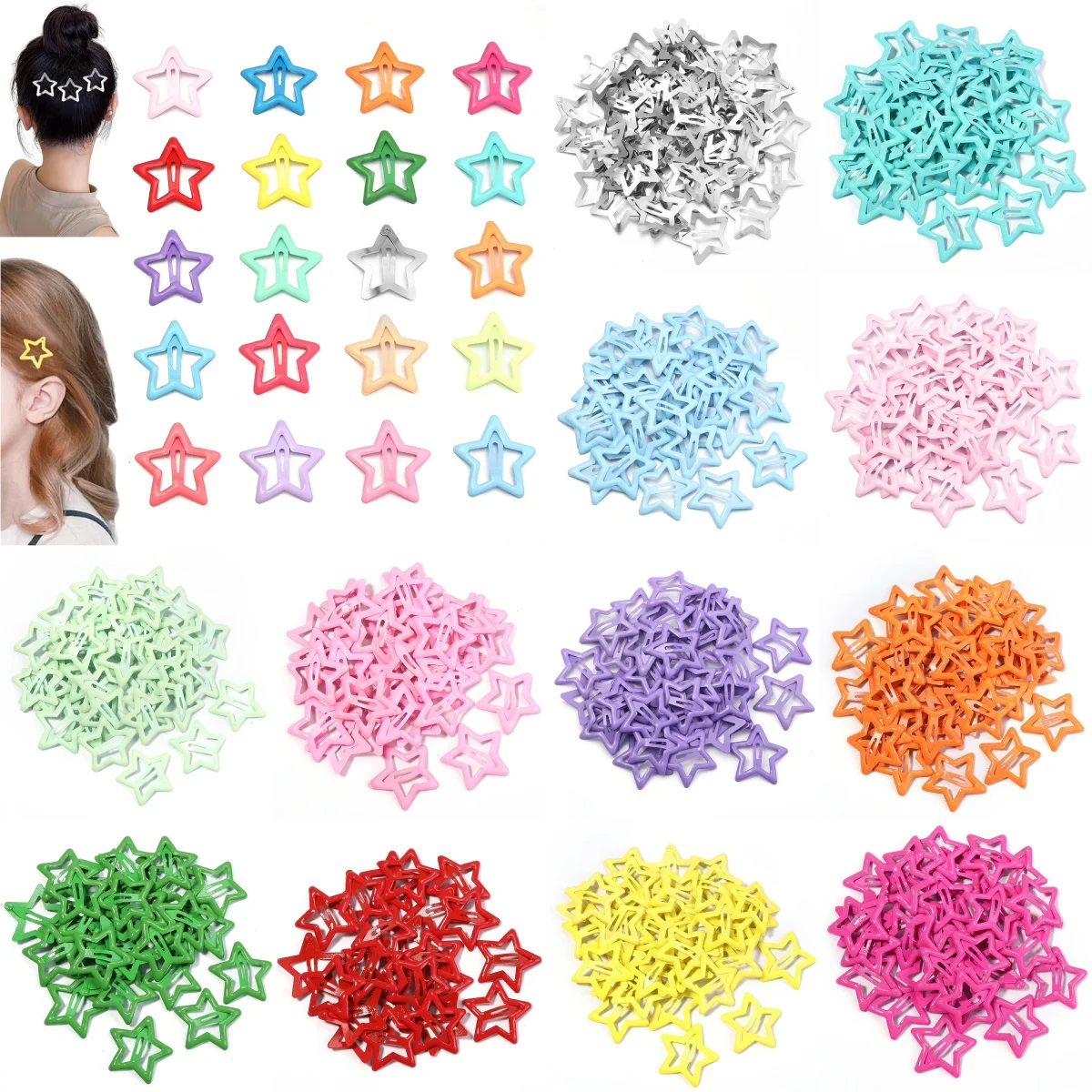 50 pz/lotto Metallo Colorato Stella Fermagli Per Capelli Dopamina BB Pinze Per Capelli Spezzati Clip di Capelli Frangia Clip di Capelli Delle Ragazze Y2K Stile Pinze