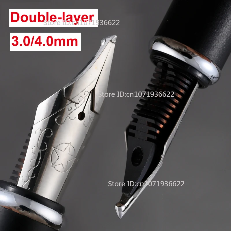 Extrem dicker, handgefertigter, abgerundeter, polierter, dicker Füllfederhalter, 4,0 mm Spitze, doppelschichtiger Business-Schreibstift mit langem Messer Image