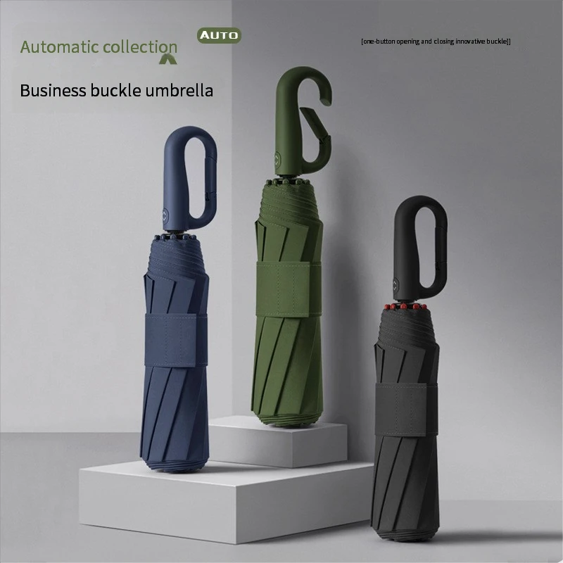 Amazons neuer Regenschirm mit Ringschnalle, Farbkleber, 280T, automatischer Regenschirmschloss, dreifacher Sonnenschirm, robuster und langlebiger Sonnenschirm Image