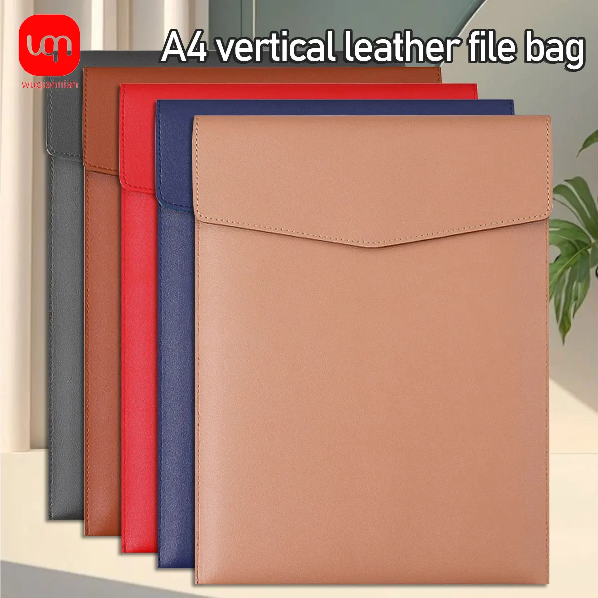 WQN-1PC A4 PU Material Lagerung Dokument Tasche Große Kapazität Einfache Dokument Tasche Tragbare Business Dokument Tasche Büro Liefert Image