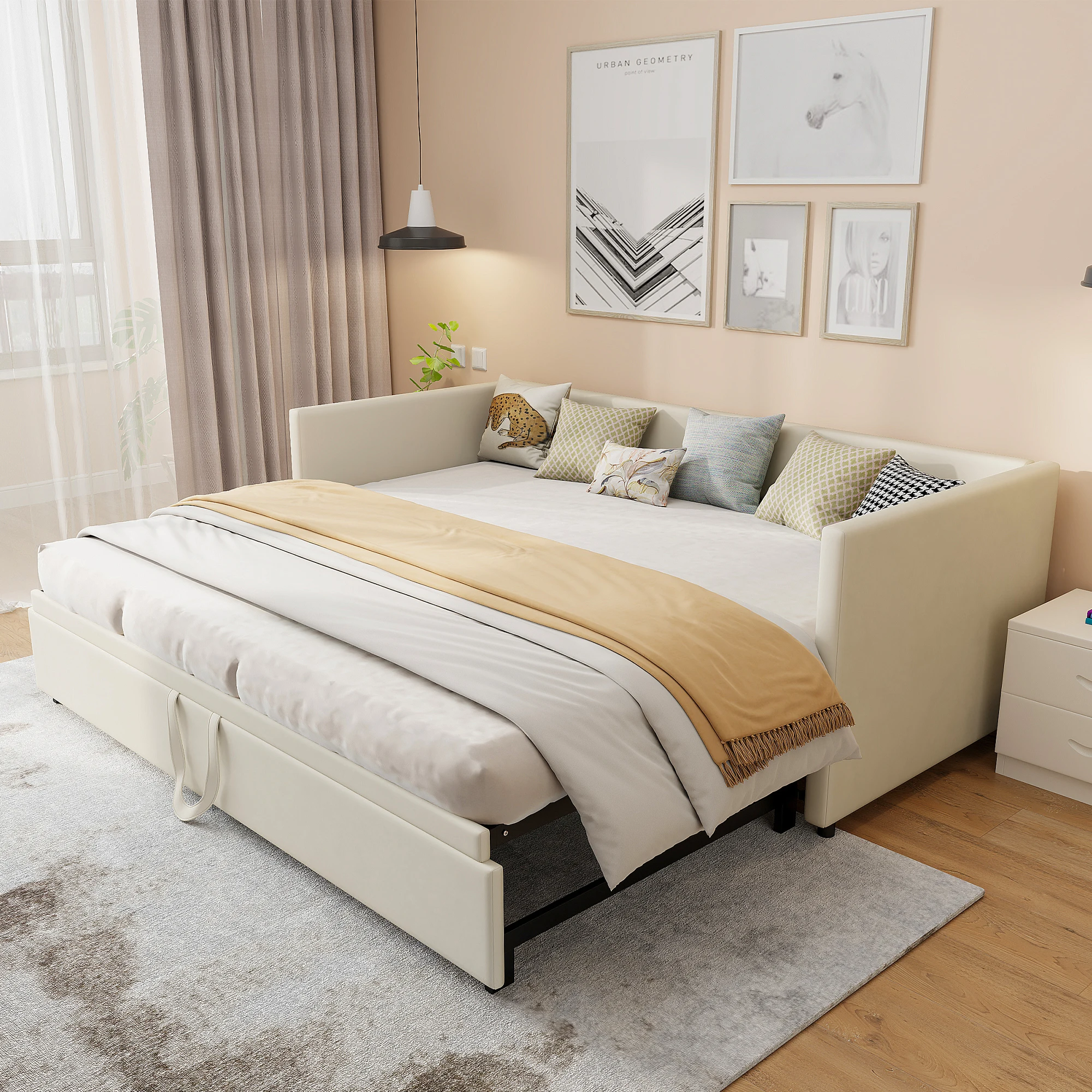 Rosahqnda Klappsofa, 90/180*200 cm, Ausziehsofa, Schlafsofa, Polsterbett, mit Lattenrost, Multifunktionsbett, Samtstoff